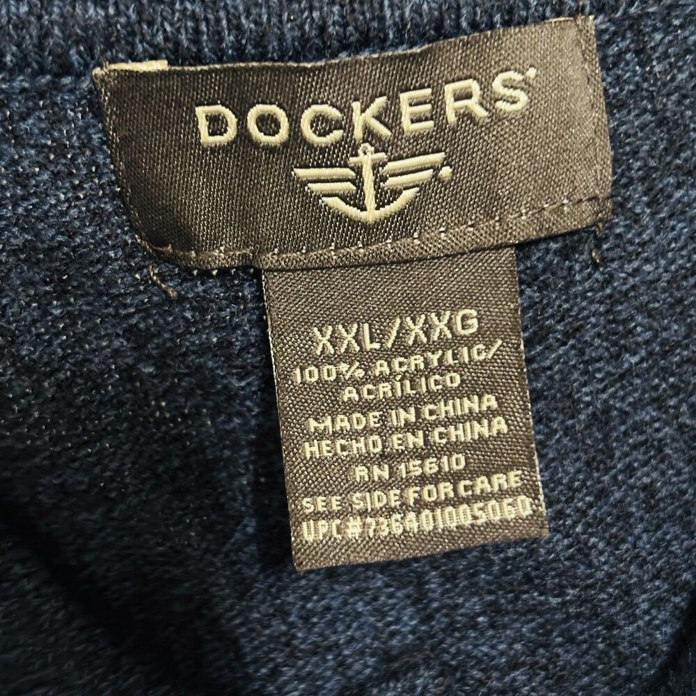 Dockers Navy & Black Argyle Polo Sweater Sz XXL Long Sleeve - Picture 5 of 5